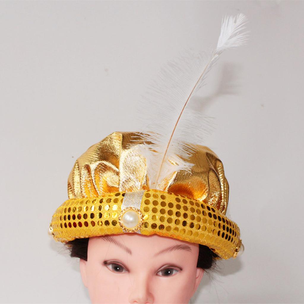 Arab Style Funny Hat with Feather Personality Carnivals Party Christmas Unisex Casual Beanies Hat Adult Cap