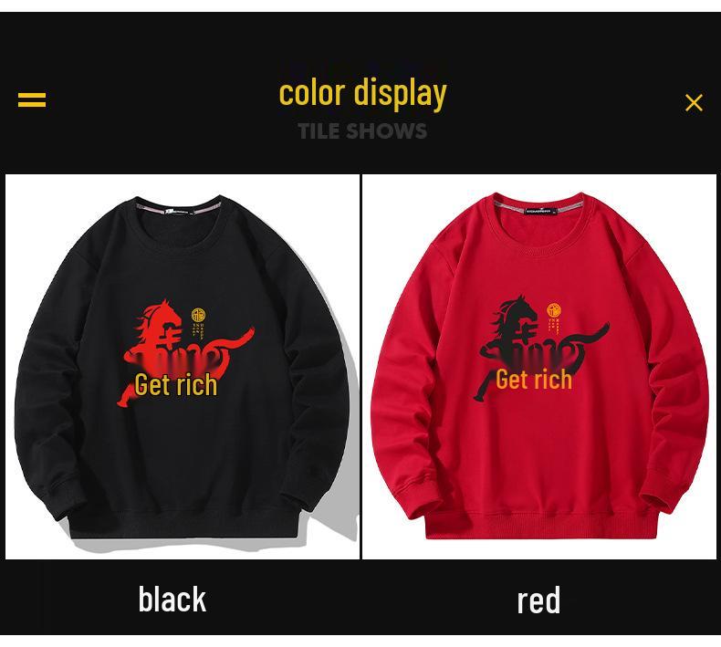 Herren Hoodie Übergröße Rotes Jahr des Drachen - Lockere Passform, Rundhalsausschnitt, Lässige Herbstoberbekleidung