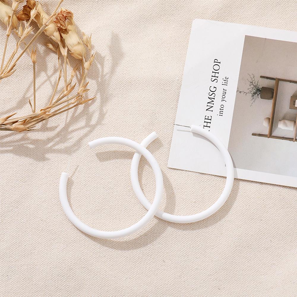 Personality Simple Candy Color Geometric C-shaped Round Earrings Hoop Earrings Women Jewelry
