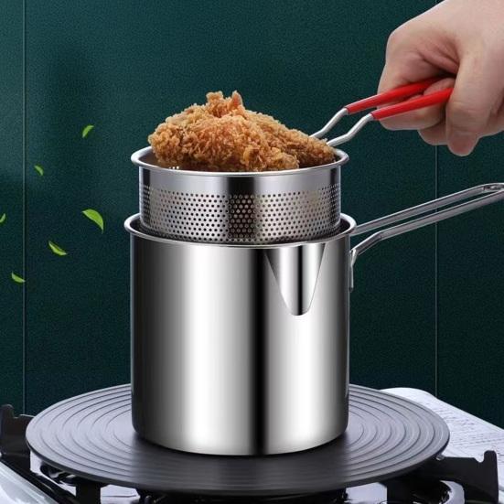 Stainless Steel Deep Fryer with Filter Basket Extended Handle Mini Fryer for Efficient Cooking Multifunctional Oil