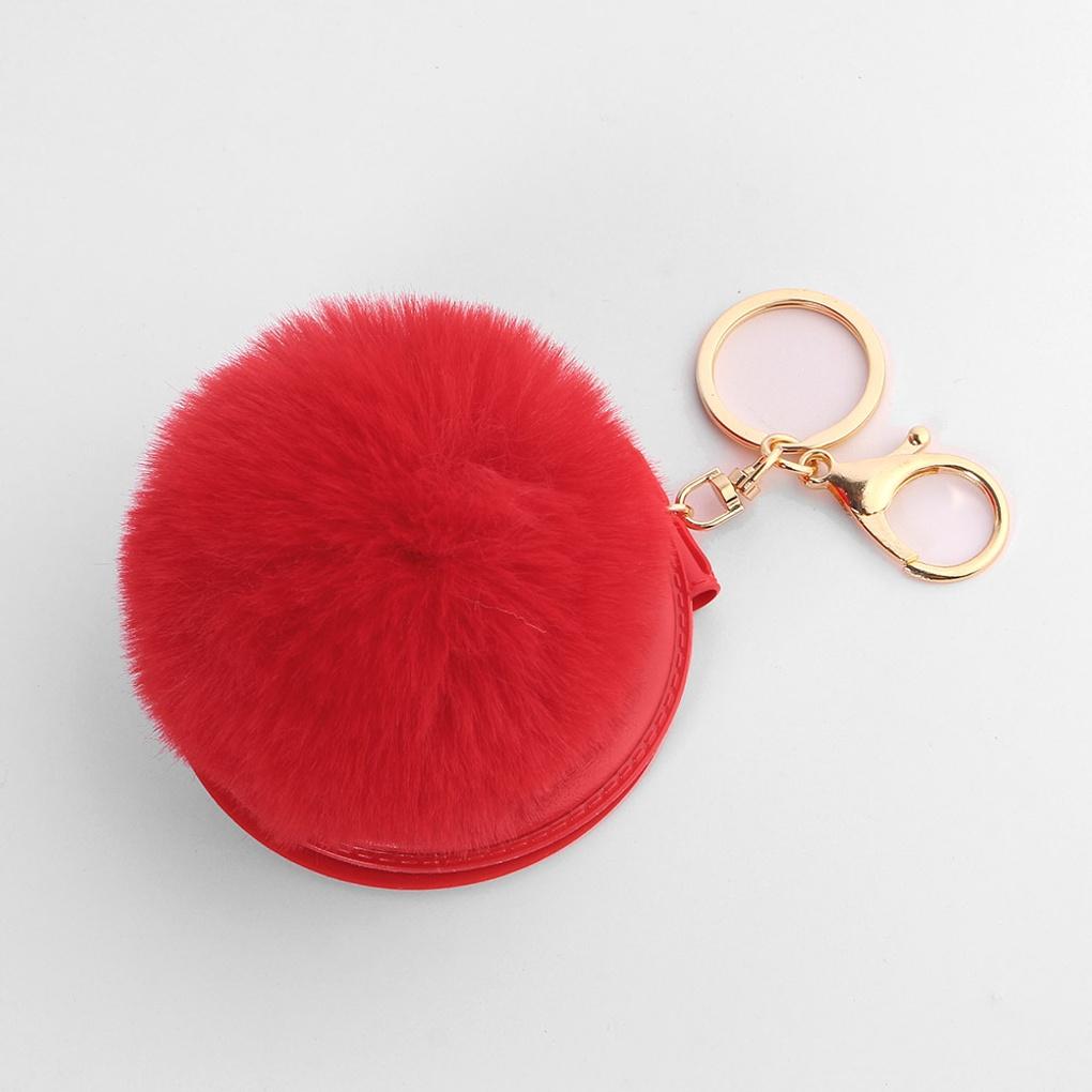 Hand Mirror Pom-pom Keyring (red) Car Keyring
