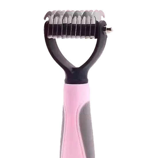 Pet Dematting Comb Dog Deshedding Tool Undercoat Rake with Stainless Steel Blades Non-Slip Handle Grooming Comb for Dogs Cats