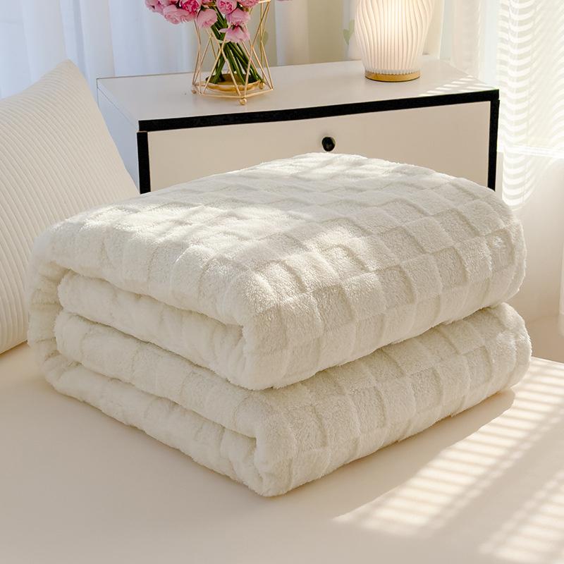 Waffle Plush Multifunctional Blanket Plaid Soft Warm Throw Blanket 3D Checkered Striped Lightweight Blanket All Seasons