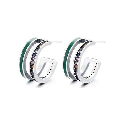 High-quality 925 Silver Earrings, Green Rainbow Bridge E053, Women's Earrings, Silver Earrings (Wfgjepv)