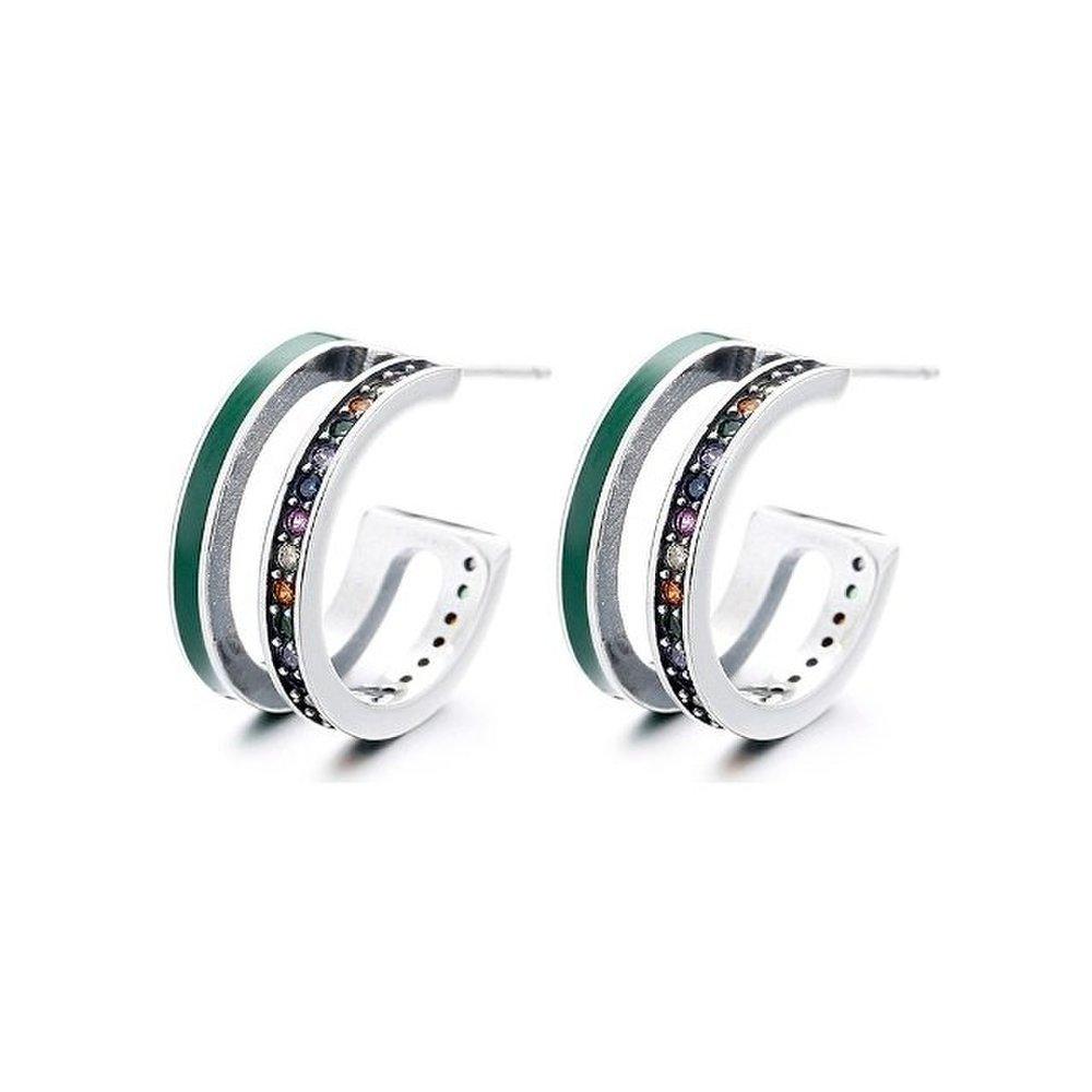 

High-quality 925 silver earrings, green rainbow bridge e053, women s earrings, silver earrings (Wfgjepv)