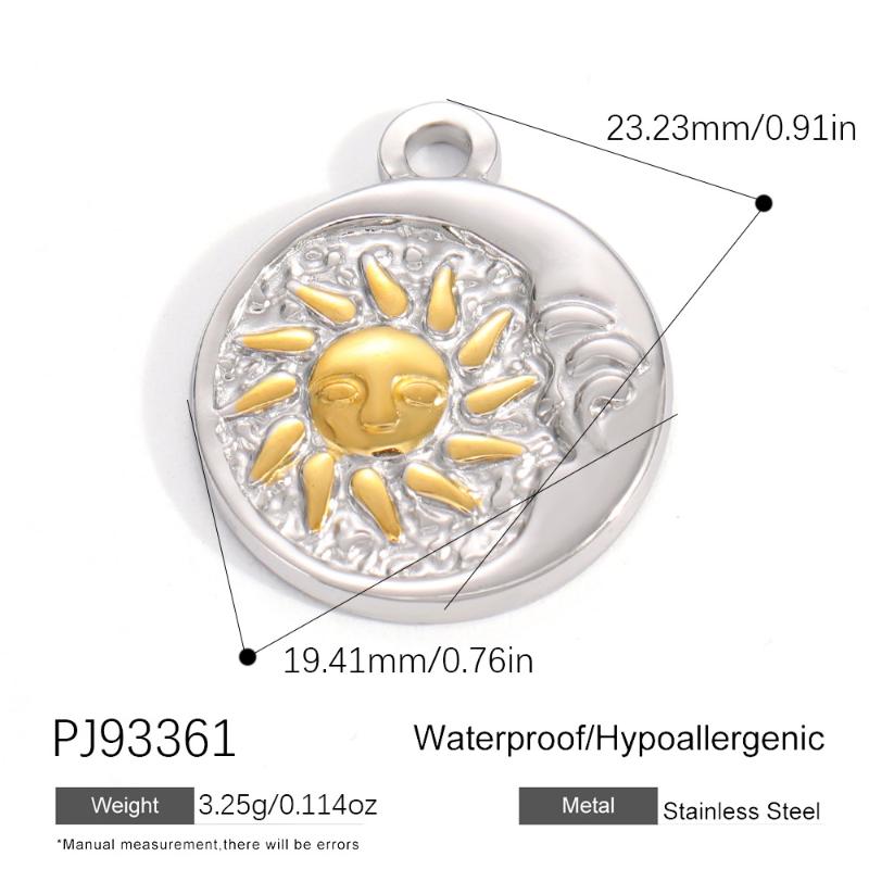 304 Stainless Steel Pendants Plated Blue Drop Flower Printed Charms For Diy Necklace Jewelry Making