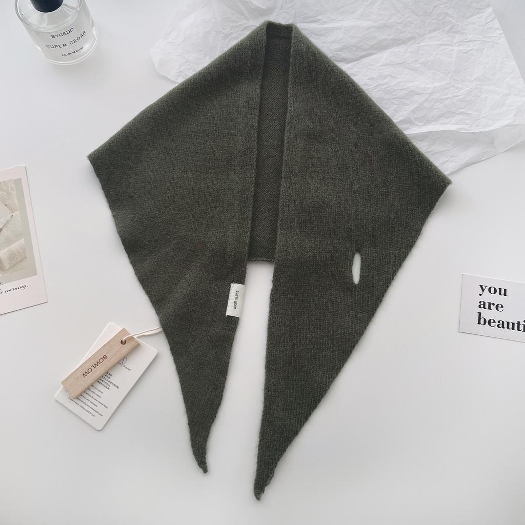 New Korea Styles 100% Wool Knitted Triangular Scarf Women Winter Warm Decorate Headscarf Shawl Neckerchief Hijab Pashmina