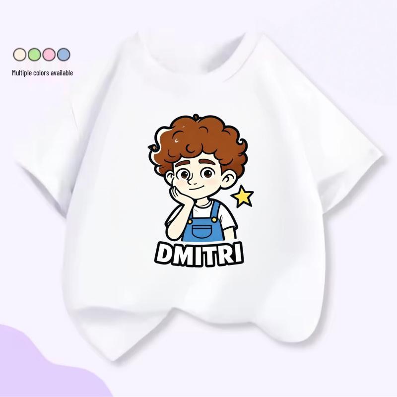 Unisex Kids Cartoon Print Cotton T-Shirt, Short Sleeve, Summer Trendy Top