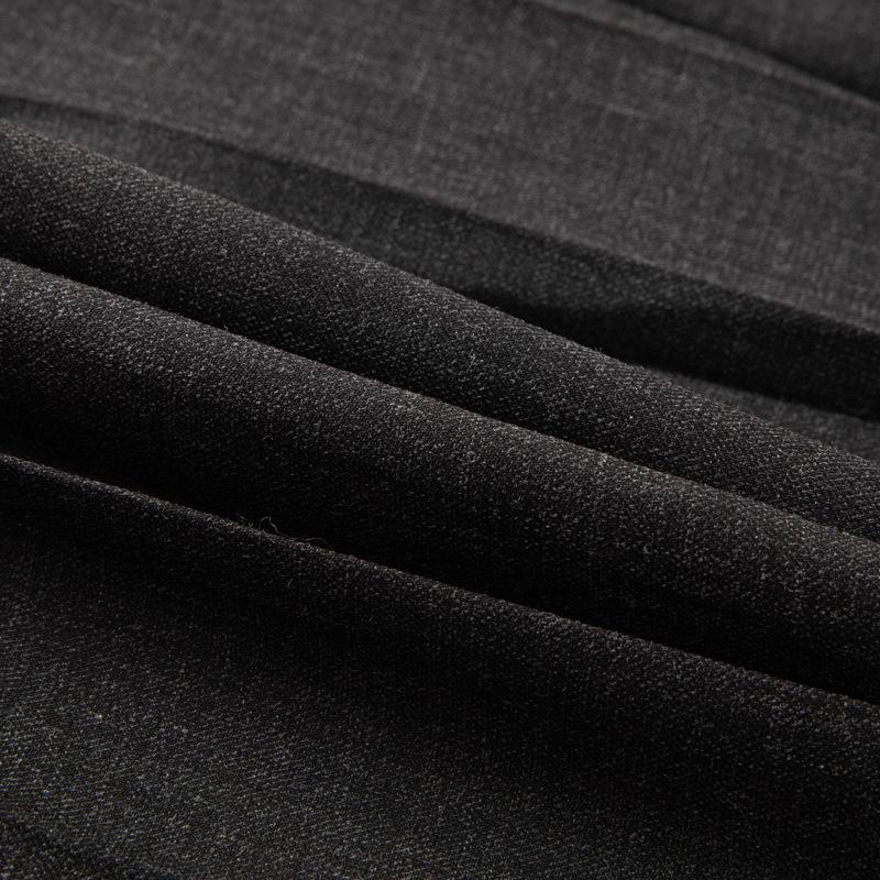 2025 Autumn/Winter High-Waist Black Pleated A-Line Mid-Length Skirt