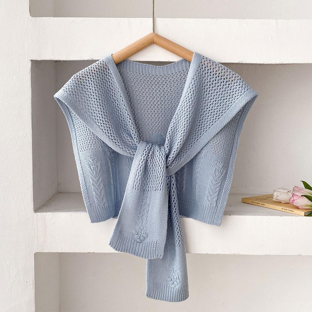 New Solid Color Knitted Shawl Scarf Women High-end Capes With Shirts Fashion Thin Neck Protectors For Spring and Autumn