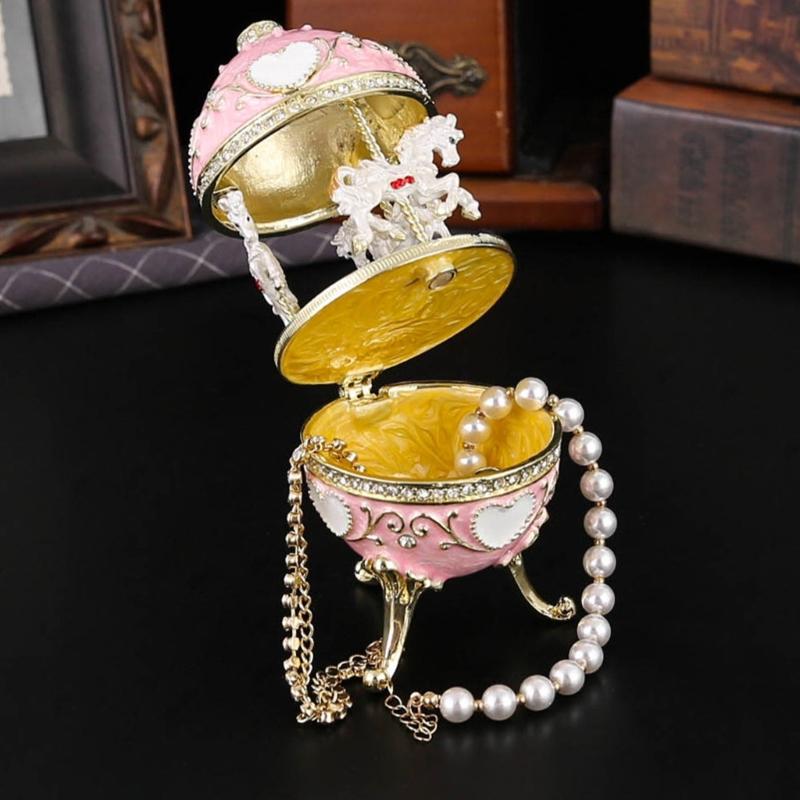 European Style Zinc Alloy Jewelry Organizers Featuring Rotating Carousel Design and Rhinestones Decors
