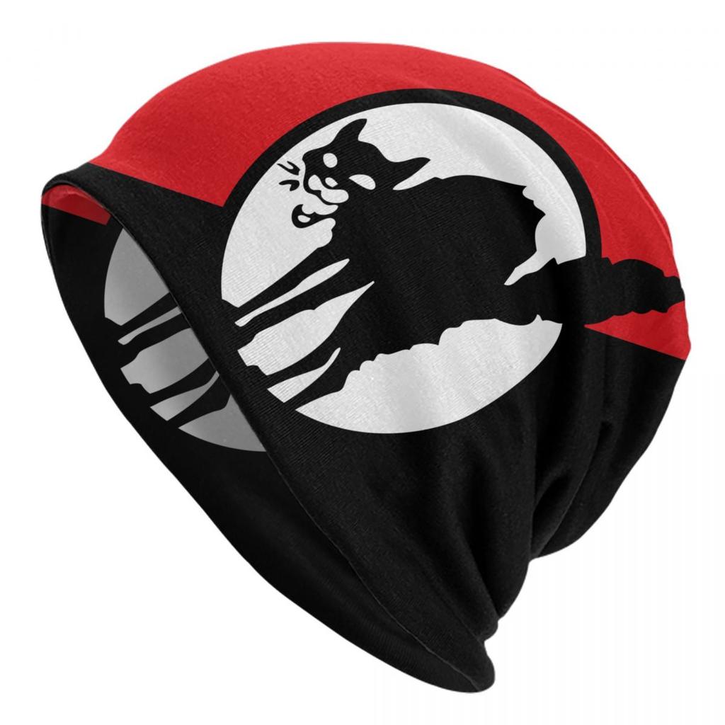 Funny Cartoon Black Cat Skullies Beanies Caps For Unisex Women Unisex Streetwear Winter Warm Knit Hat Adult Bonnet Hats