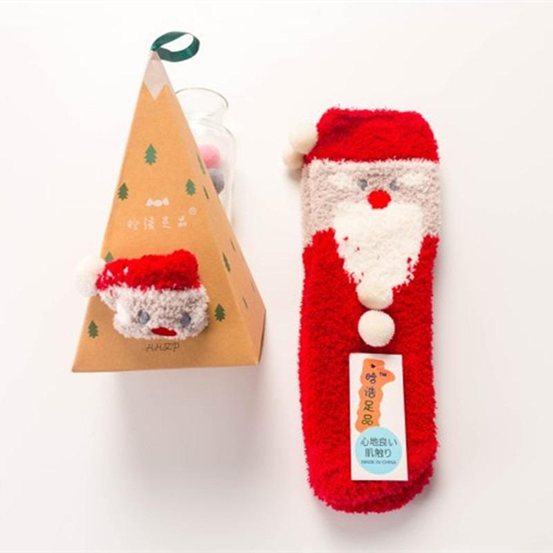 Winter Coral Fleece Cartoon Circle Socks for Ladies - Christmas Homewear Socks with Thick Padding - Christmas Limited Edition