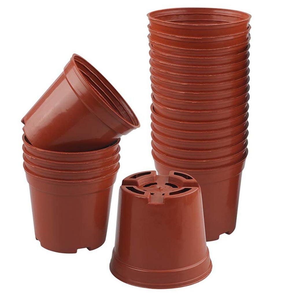 A84E-200Pcs 8.5CM Round Plastic Plant Pots Small Flower Pots For Plant Nursery Small Potted Plants