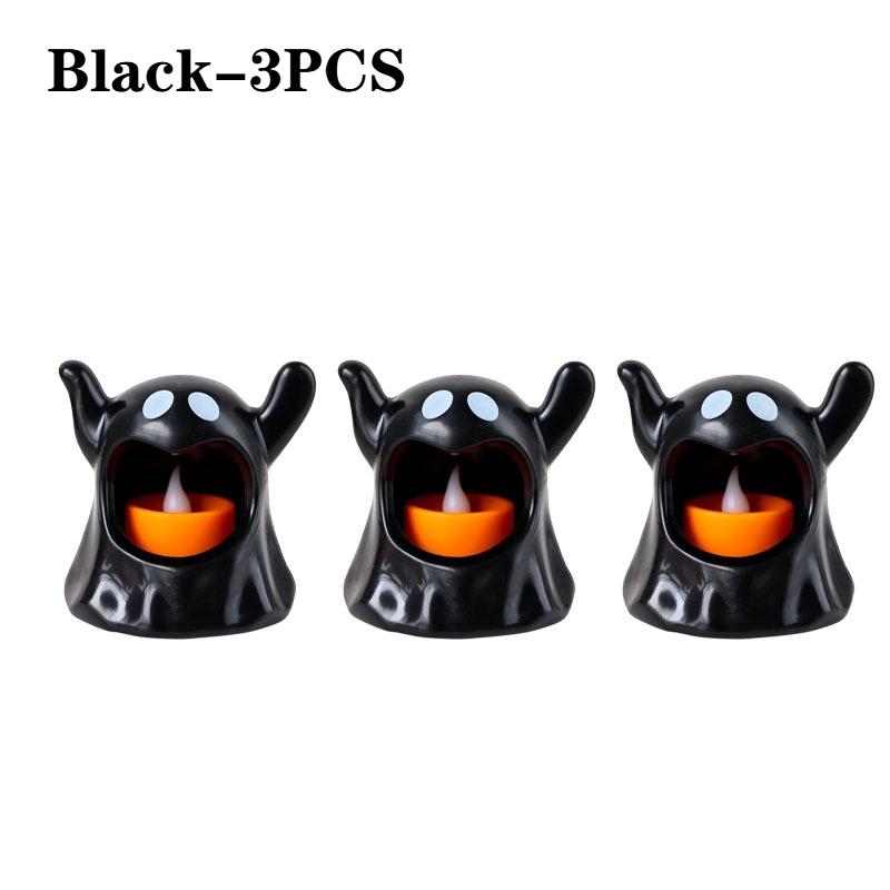 Halloween LED Electronic Candle Light Black White Modern Night Lamp Plastic Decoration for Creepy Atmosphere Halloween Ornament