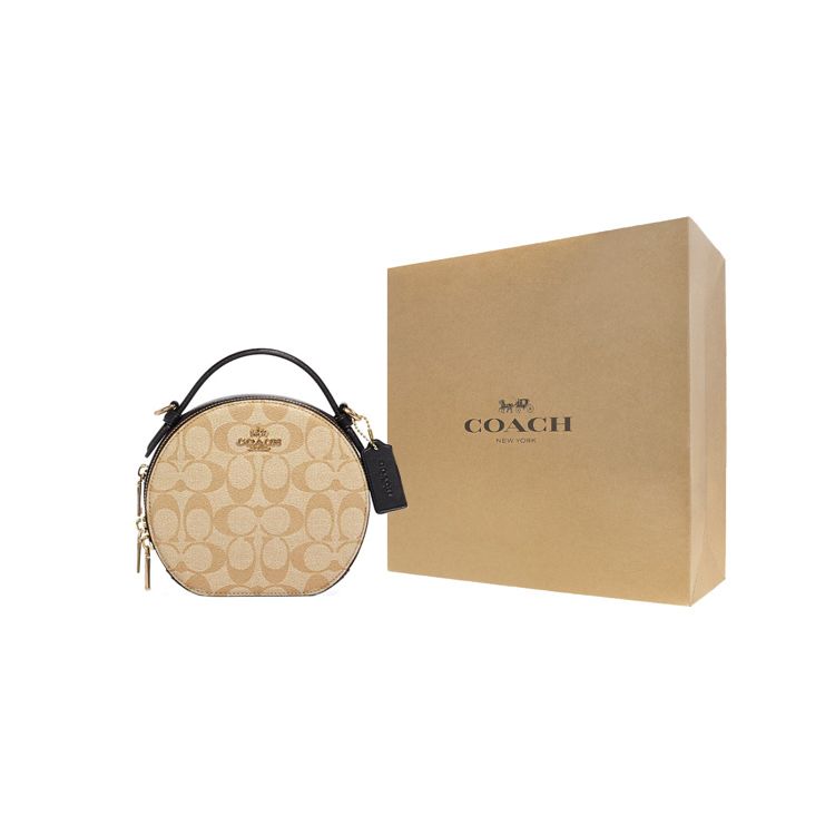 Coach Canteen Series Classic Double Zipper Closure Letter Print Faux Leather Crossbody Bag Women bags Khaki CC729-IMUOH