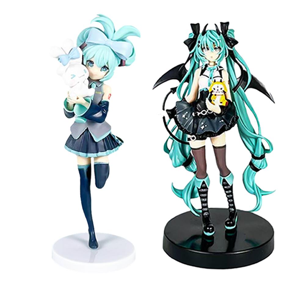 17CM Anime Hatsune Miku X Cinnamoroll Figure Anime Peripheral Collectible Models Decorative Decorations Children Kawaii Gift