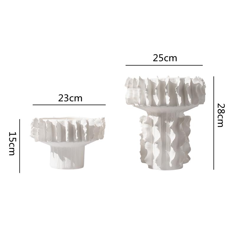 White Thread Lace Ceramic Vase Frosted Abstract Handicraft Ornament Flower Arrangement Accessories Home Decoration Vases Pots