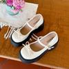 Silver French retro round head light mouth thick high heel single shoes women's 2025 new summer skirt JK Mary Jane shoes