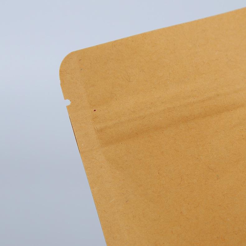 High-Definition Windowed Kraft Paper Self-Sealing Stand-Up Pouch for Tea or Food Packaging