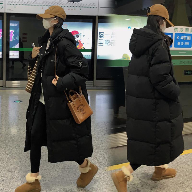 Autumn and Winter Down and Cotton Jackets, Korean Fashion Women's Clothing, Medium and Long Styles, Loose Hooded Cotton Jackets, Casual Jackets