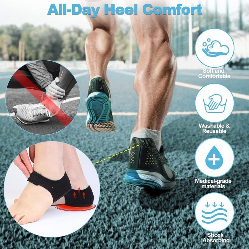 1 Pair Of Heel Protection Sleeves Shock-absorbing Pressure Height Increasing Pad Silicone Anti Slip Half Pad