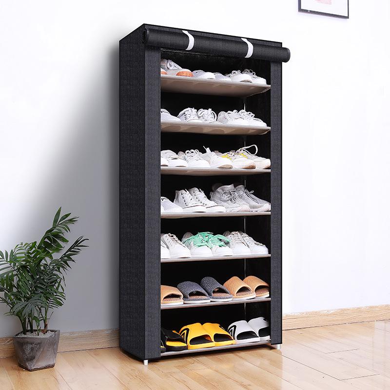 Multi-layer Dustproof Shoe Rack with Roller Blind for Dorms and Rental Rooms