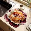 3D Dish Drying Mat Absorbent Kitchen Drying Mat Floral Reusable Washable Dish Drying Pad