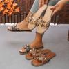 Summer New Style Sandals and Slippers Women's Outfit Fashionable Rivet Flat Slippers with Square Head Plus Size