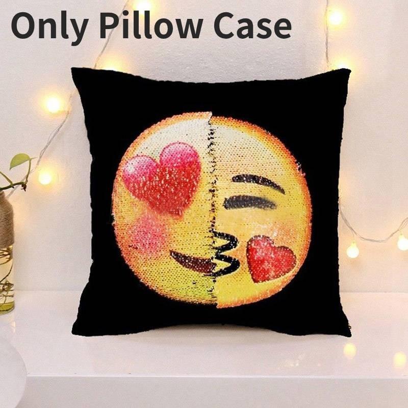 Adorable Emoji Mermaid Sequin Throw Pillow Case For Brightening Up Any Room