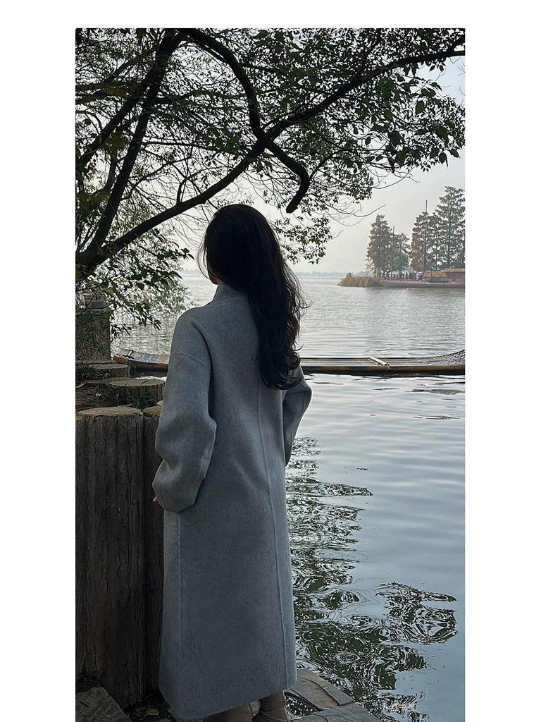 2026 Autumn/Winter Women's High-End Oatmeal Wool Coat - Korean Style, Loose Fit, Petite