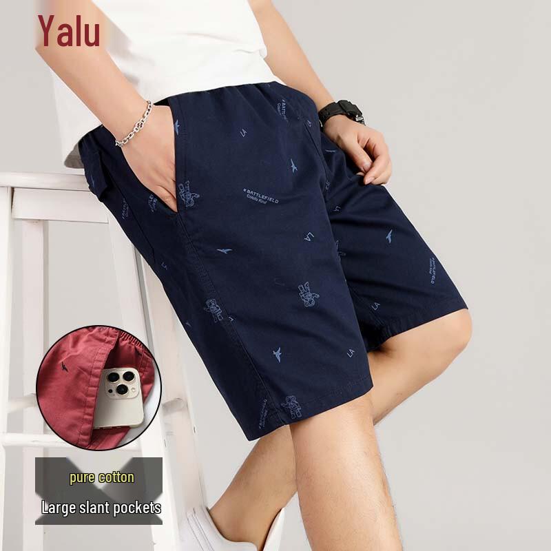 Men s Yalu Loose Fit Printed Cotton Cargo Shorts XL