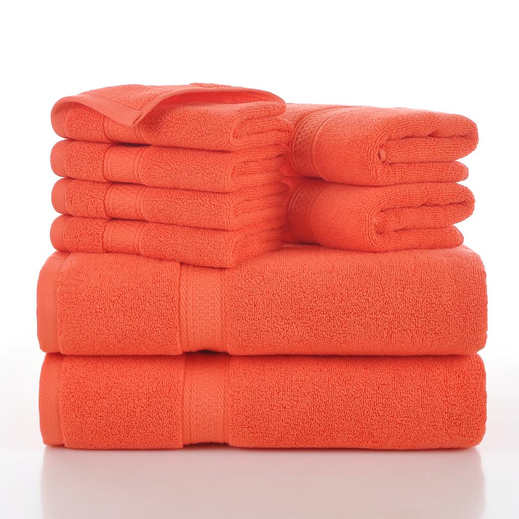 Style, plain cotton towel, eight-piece set of household towels, soft and absorbent.