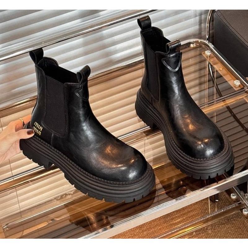 Fashion Trend for Spring and Autumn New Style Retro Shoes High Quality Leather Sleeves Wear-resistant Luxury Boots with Thick Soles