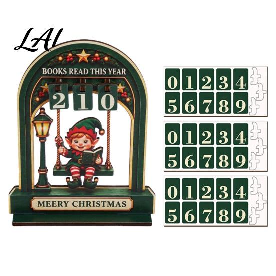 Reading Tracker Calendar Wooden Christmas Tracker Santa Arch Shelf Desktop Decor Decorative Holiday Table Ornaments with Adjustable Number Counters