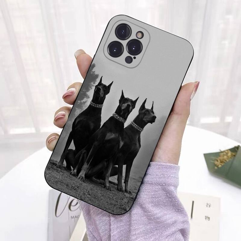 Zwierzę Jamnik Doberman pies Etui na telefon Silikonowe Miękkie Do iPhone 14 13 12 11 Pro Mini XS MAX 8 7 6 Plus X 2020 XR Shell