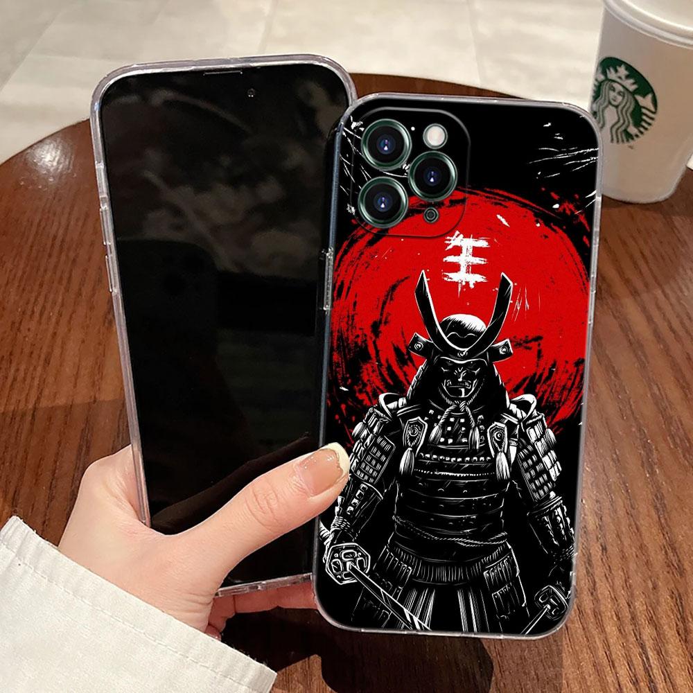 Japanese Art Samurai Ninja Transparent Case For Apple iPhone 17 16 15 14 13 12 11 Pro Max Plus 16E 17Air 17Pro Phone Cover Funda