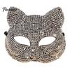 Luxury Rhinestone Costume Mask Full Halloween Mask, Sparkling Skull And Cat Face Carnival Adjustable Elastic Straps for Theme Dances Decorative Party