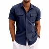 Men's Casual Short Sleeve Button Down Shirts Workwear Style Turn Down Collar Chest Pocket Blouse Tops for Daily Vacation Beach