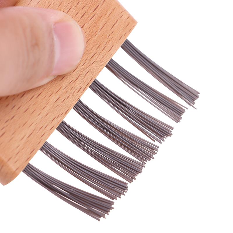 1Pc Wooden Handle Comb Cleaner Delicate Cleaning Removable Hair Brush Comb Cleaner Tool Handle Embeded Tool