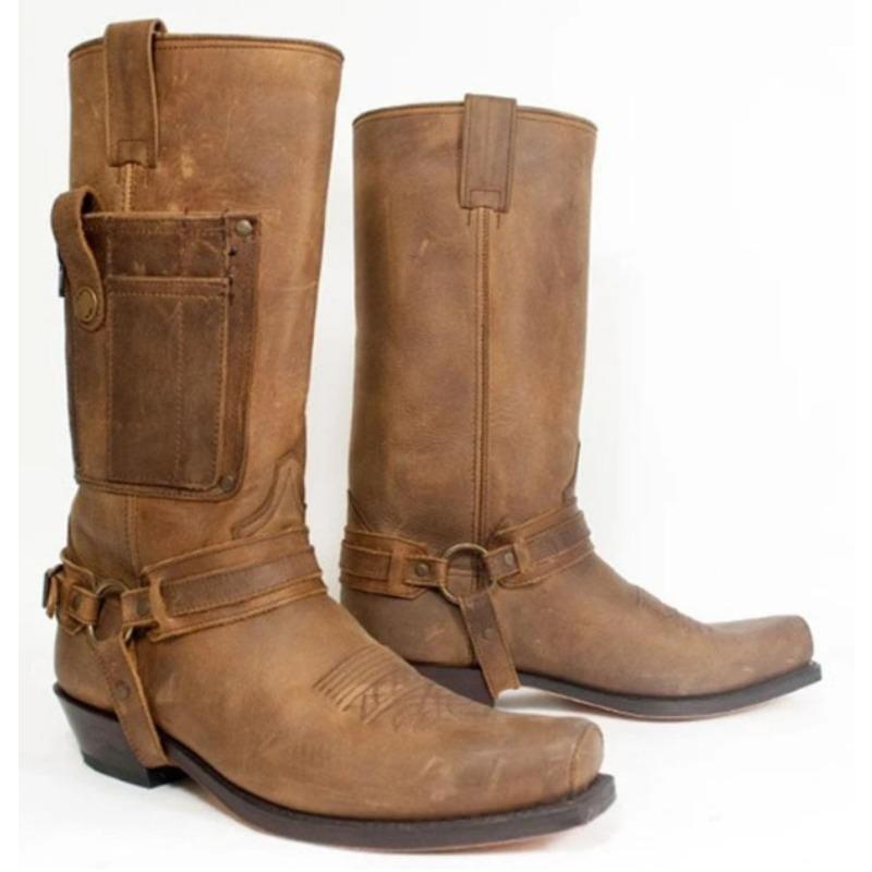 

Autumn and winter new embroidered knight boots men s boots men s shoes non 43 коричневий