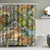 Luxus Tierprint Duschvorhang Mehrfarbig Grün Weiß Schwarz Gold Zebra Leopard Palme Design Wasserdicht Bad Dekoration f