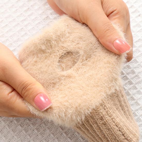 Half Finger Gloves Women Long Fingerless Gloves Fleece-Lined Touchscreen Knitted