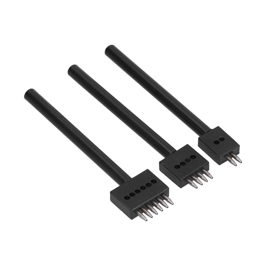 3Pcs Leather Perforated Tool Black Tooth Durable Quick Easy DIY Leather Craft Tool Kits4mm