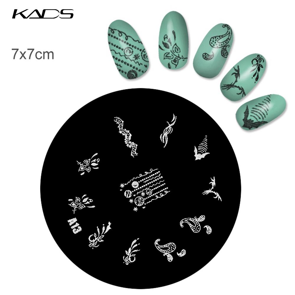 KADS 1PC Round Stainless Steel Nail Art Nail Stamping Plates Manicure Stamp DIY for Nail Templates Classic Series Tools