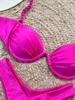 Fashion Solid Wavy Low Waist Bikini Set Women Patchwork Aesthetic Sweet Swimsuit Hollow Out Two Pieces Sets Female Beach Party Suits