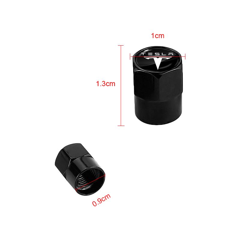 4Pcs Metal Car Logo Wheel Tire Hex Valve Caps Stem Case Covers For Tesla Model S Model X Model Y Cybertruck Model 3 Model Y
