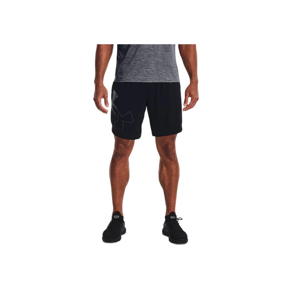 Under Armour Solid Color Large Logo Print Breathable Sports Training Shorts Men Shorts Black 1370394-001