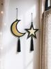 1pc Ramadan Moon Star Golden Mirror Wall Decor,Black Tassel Hanging Ornaments,Islamic Festive Home Decor for Ramadan & Eid Gifts