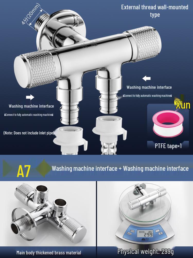 All-Copper Dual-Control Angle Valve Splitter for Toilet and Washing Machine